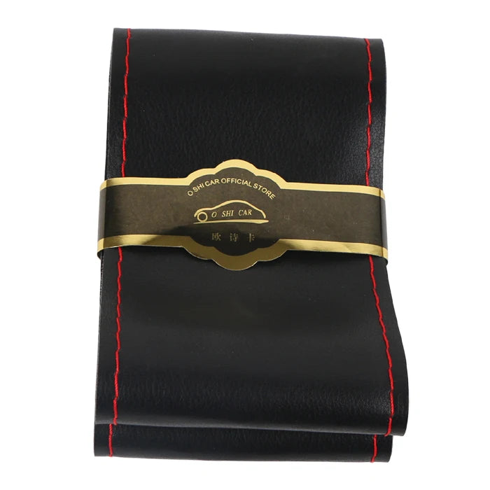 Universal PU Leather Steering Wheel Cover 38CM/15" – O SHI CAR Steering Wheel Cover HIP Black red line