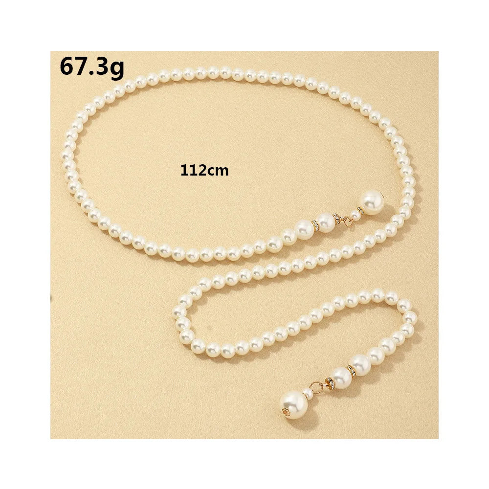 Women's Pearl Waist Chain Belt – Boho Body Jewelry for Dresses Pearl Waist Chain Belt HIP