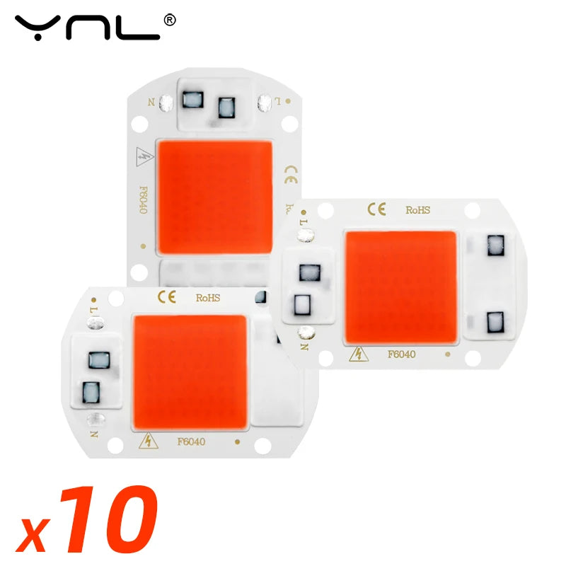 10-Pack COB Full Spectrum LED Grow Light Chips 10W–50W | YNL LED Grow Light HIP Grow Light 110V 20W