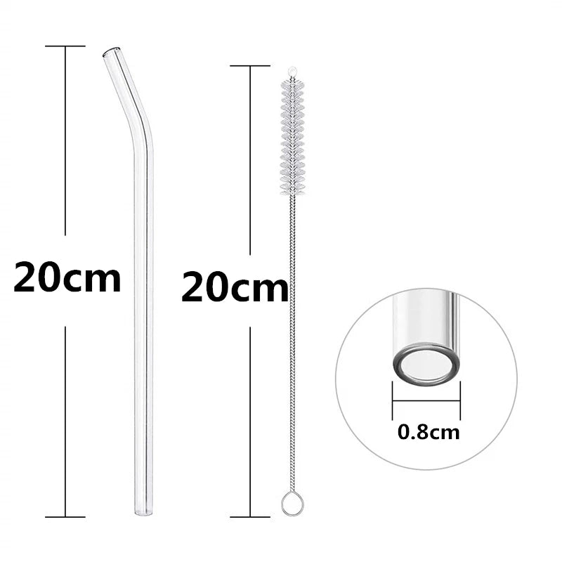 4-Pack Reusable Glass Drinking Straws with Cleaning Brush Glass Drinking Straws HIP