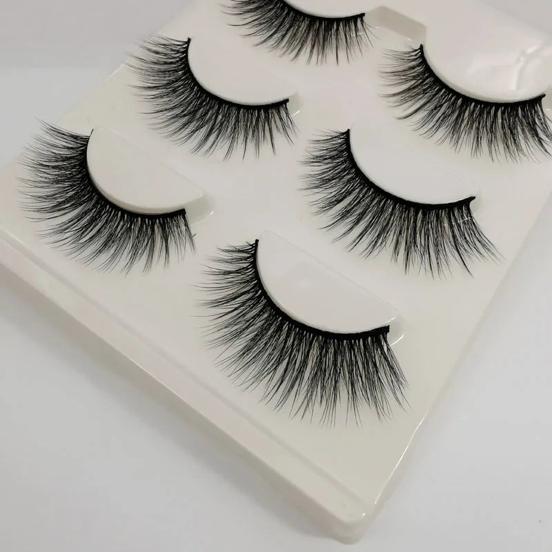 YSDO 3 Pairs Eyelashes Hand Made Mink Eyelashes Maquiagem Hair Lashes Natural False Eyelashes Makeup Strip Lashes Faux Cilios HIP 3pairs-G308W