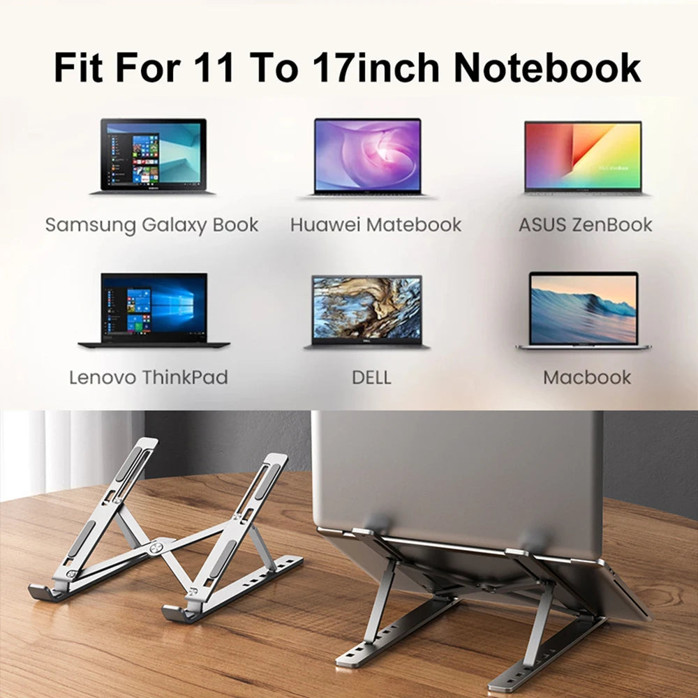 Adjustable Aluminum Laptop Stand – Foldable & Portable, 6 Heights Laptop Stand HIP