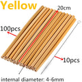 100-Pack 20cm Reusable Bamboo Drinking Straws – Eco-Friendly Reusable Bamboo Straws HIP 100straw-10brush