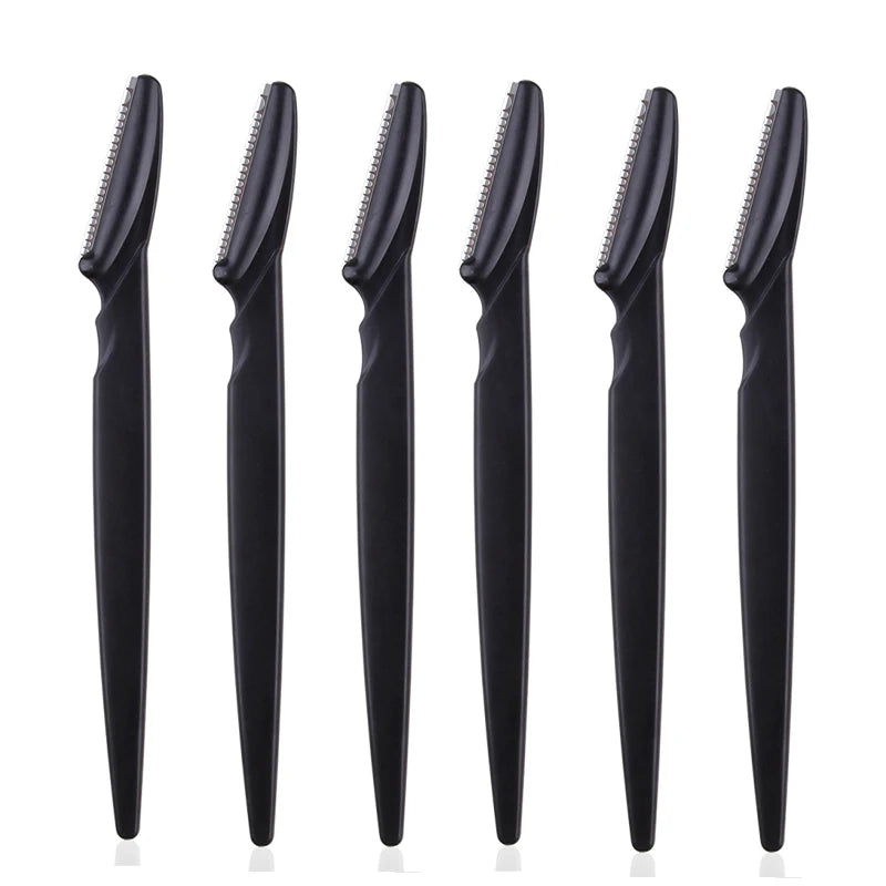 3/6/9PCS Eyebrow Trimmer Hair Remover Facial Razor Blades Shaver Sharp Portable Set Makeup Tool Kit HIP Black 6Pcs