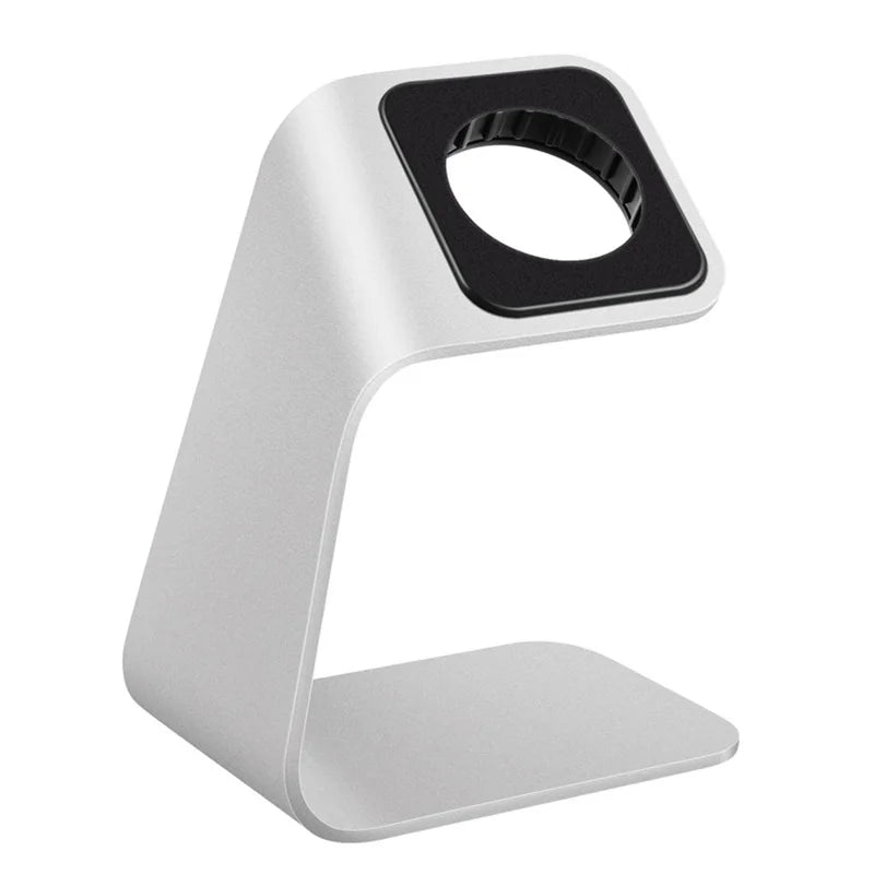 Aluminum Apple Watch Charging Stand Dock – Series 1–8 & SE Watch Charging Stand HIP Silver