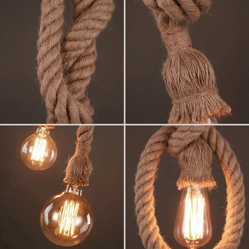 Hemp Rope Pendant Light – Vintage Industrial E27 Hanging Lamp Pendant Light HIP