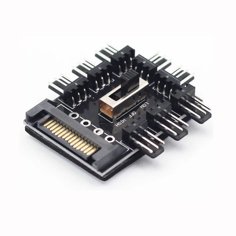 1-to-8 PWM Fan Hub SATA Molex 3-Pin 4-Pin Speed Controller PC Fan Hub HIP Sata