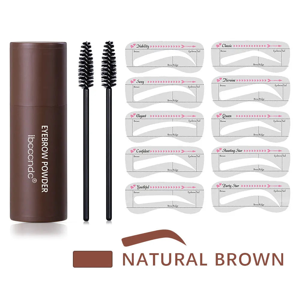 Eyebrow Stamp Stencil Kit 1 Pcs Eye Brow Stamp Shaping Kit Long-Lasting Waterproof Eyebrow Makeup Brow Shape with 10 PCS HIP natural brown