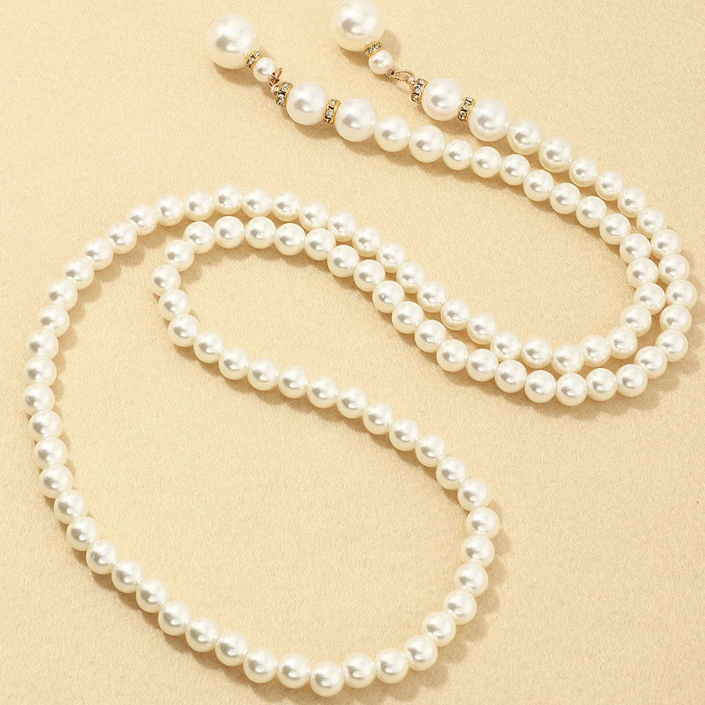 Women's Pearl Waist Chain Belt – Boho Body Jewelry for Dresses Pearl Waist Chain Belt HIP Pearl Chain about 112cm