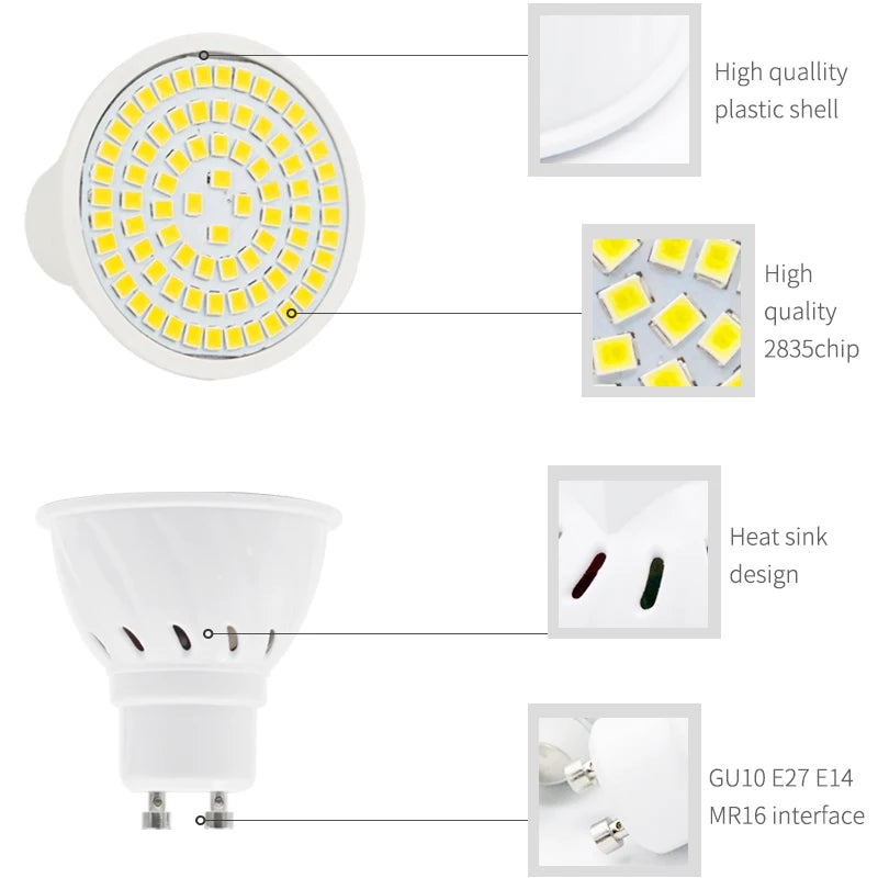 10-Pack YNL LED Spotlight Bulbs E27 E14 GU10 MR16 220-240V LED Spotlight Bulbs HIP
