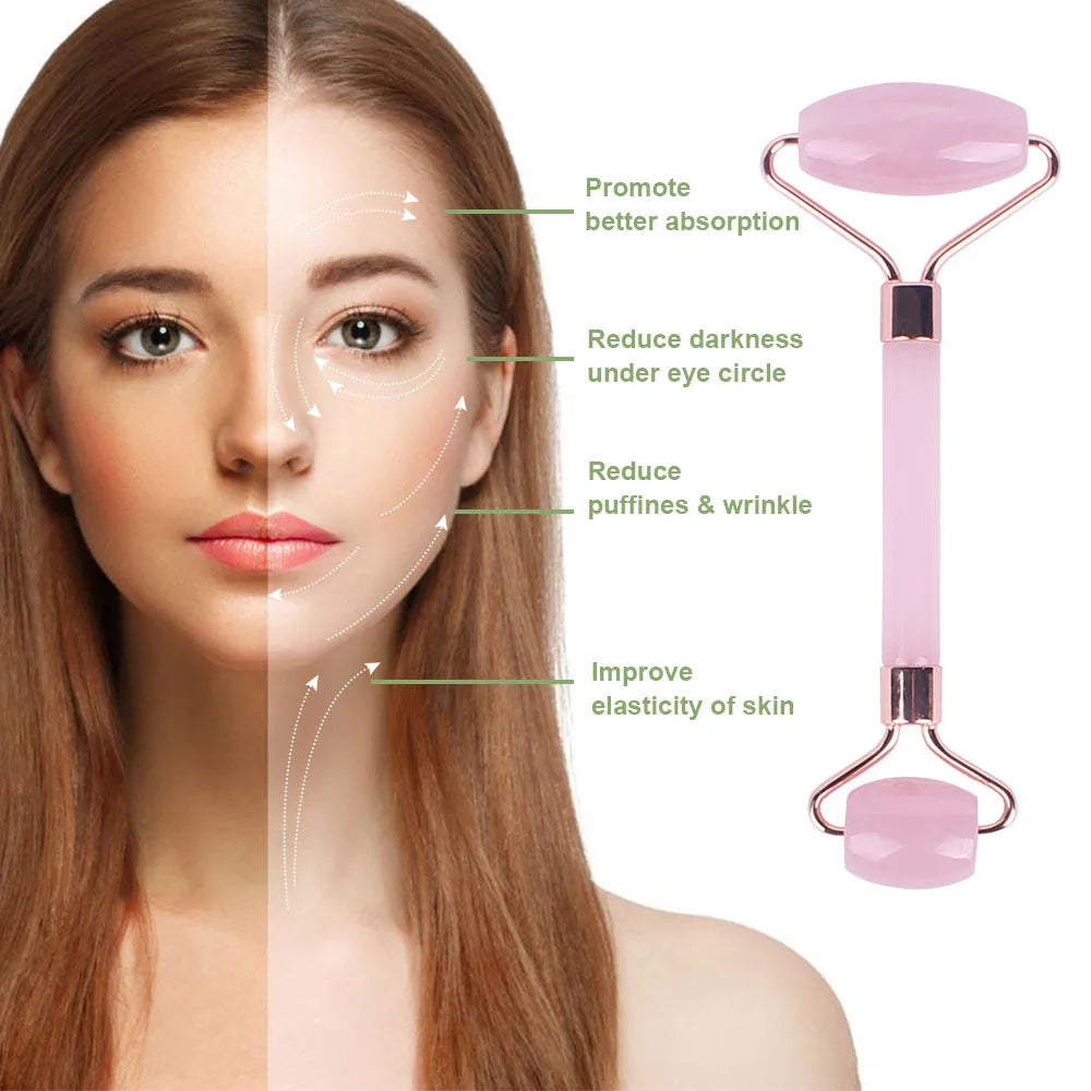 Pink Resin Face Roller & Gua Sha Massage Set | CAMMUO Facial Roller Set HIP