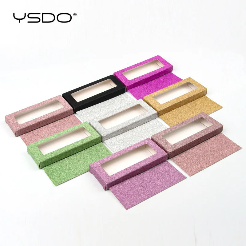 YSDO Wholesale Eyelash Boxes 50 PCS Packing For Lashes Blank Box Multi-Color Paper Eyelashes Case Makeup Flash Package Cilios HIP