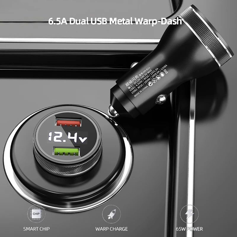 65W Warp Car Charger for OnePlus 9R 9 Pro 8T – Dual Port Car Charger HIP