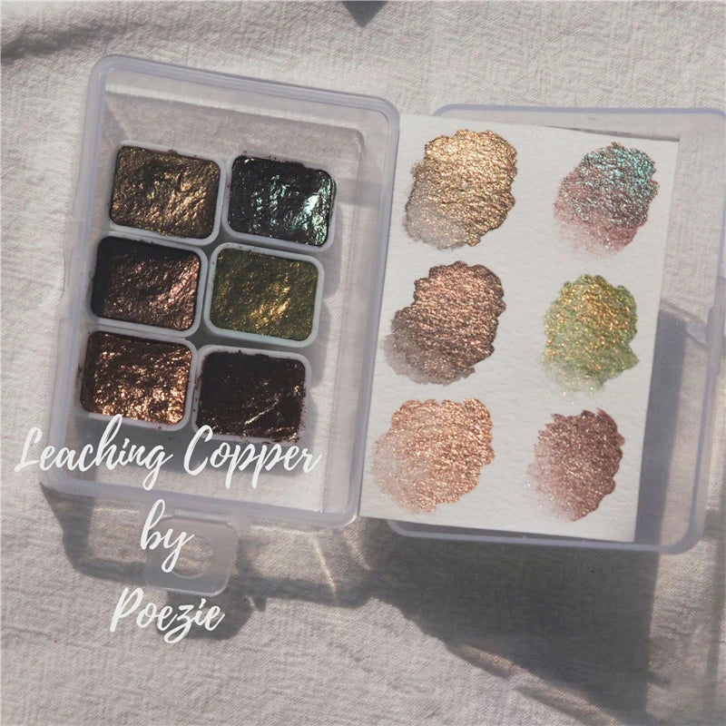 6/12pc Nail Art Pigment Set Painting Flowers Watercolor Paint Charming Mirror Glitter Powder Blooming Shimmer Solid Dust HIP 02Litong-6 Colors