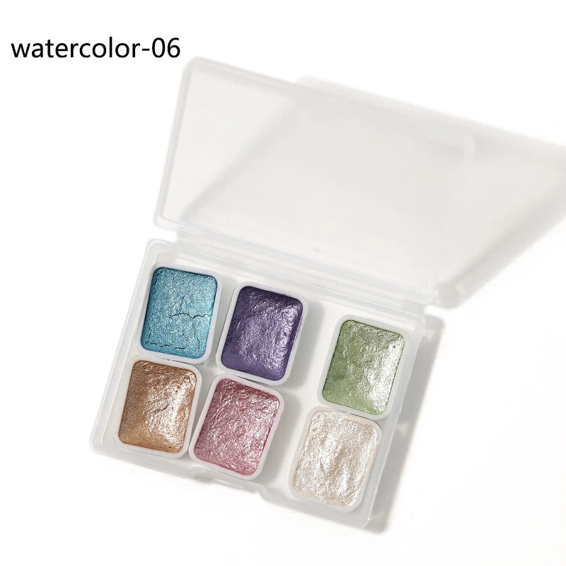 6/12pc Nail Art Pigment Set Painting Flowers Watercolor Paint Charming Mirror Glitter Powder Blooming Shimmer Solid Dust HIP 06-6 Colors