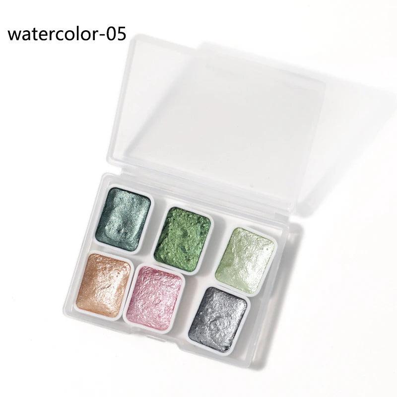 6/12pc Nail Art Pigment Set Painting Flowers Watercolor Paint Charming Mirror Glitter Powder Blooming Shimmer Solid Dust HIP 05-6 Colors