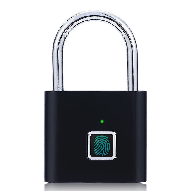 Fingerprint Smart Padlock – Keyless USB Rechargeable Zinc Alloy Smart Padlock HIP Black