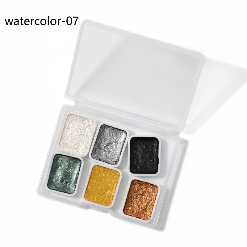 6/12pc Nail Art Pigment Set Painting Flowers Watercolor Paint Charming Mirror Glitter Powder Blooming Shimmer Solid Dust HIP 07-6 Colors