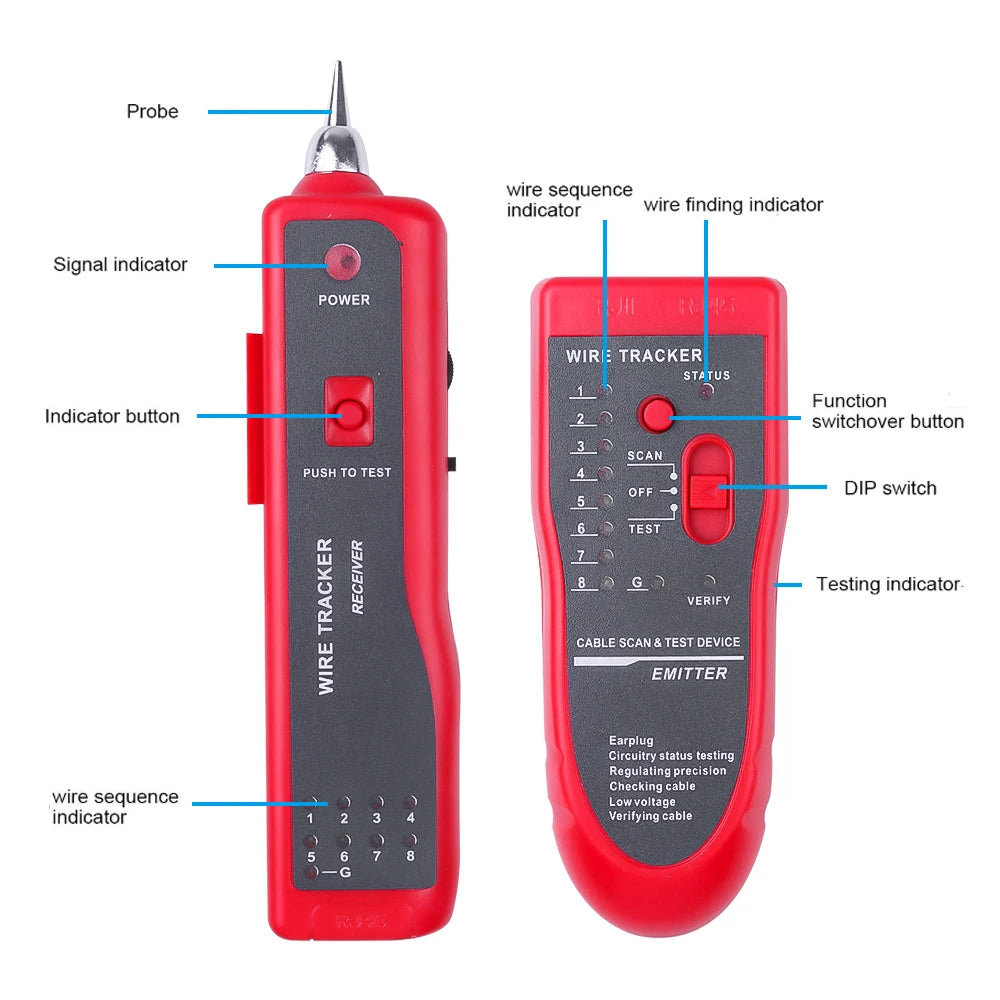 Network Cable Tester & LAN Wire Tracker – RJ45 RJ11 Cat5 Cat6 Network Cable Tester HIP