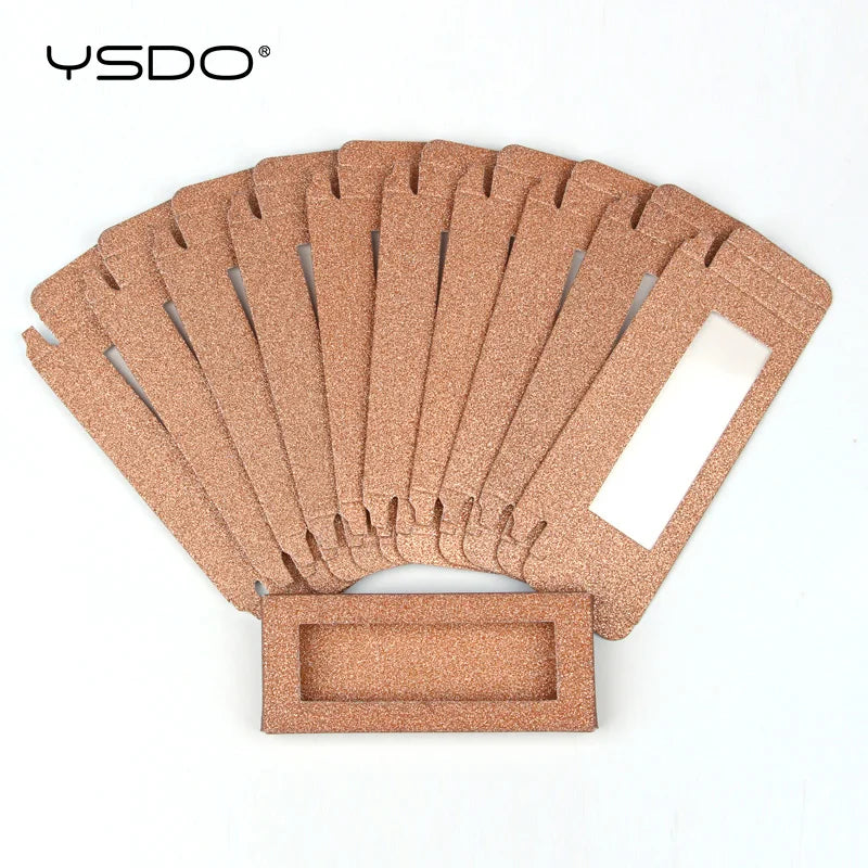 YSDO Wholesale Eyelash Boxes 50 PCS Packing For Lashes Blank Box Multi-Color Paper Eyelashes Case Makeup Flash Package Cilios HIP Orange
