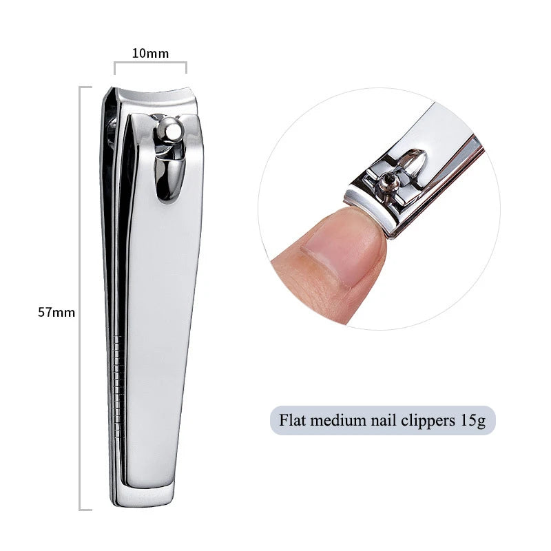 Nail Clipper Stainless Steel Cutter Nipper Trimmer Knife Manicure Pedicure Tools Professional Finger Toe 2 Style Clippers Set HIP 02Medium Flat