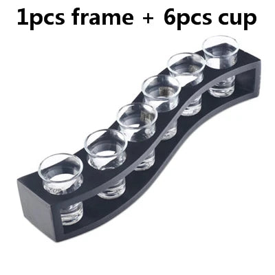 Lead-Free Bullet Shot Glasses Set of 6 with Wood Rack Shot Glass Set HIP 1 Frame and 6 cups