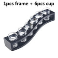 Lead-Free Bullet Shot Glasses Set of 6 with Wood Rack Shot Glass Set HIP 1 Frame and 6 cups
