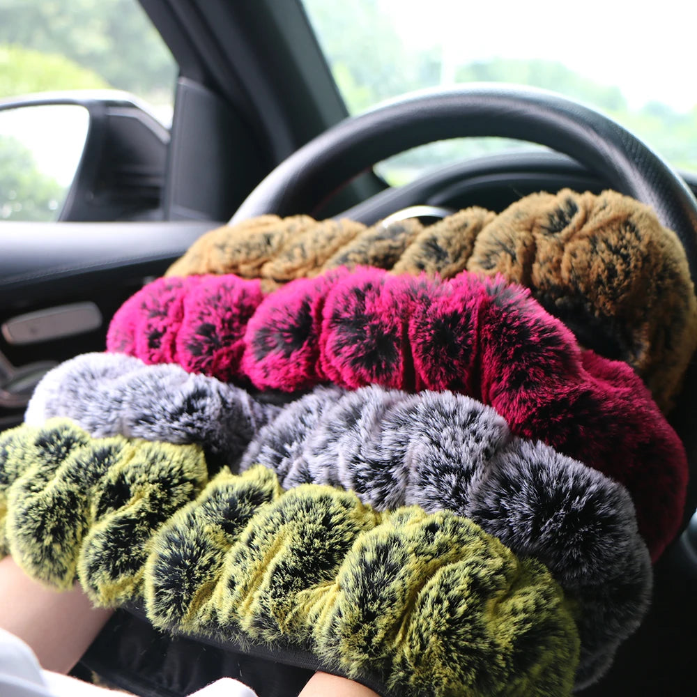 Winter Plush Car Steering Wheel Cover – Universal Faux Fur Steering Wheel Cover HIP