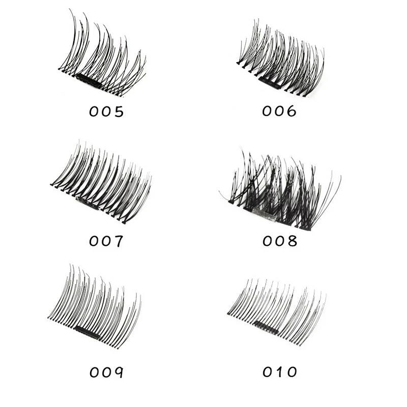 Professional Reusable 3D Single Magnetic Eyelashes Natural No Glue Fake False Eye Lashes Extension Handmade 4PCS HIP