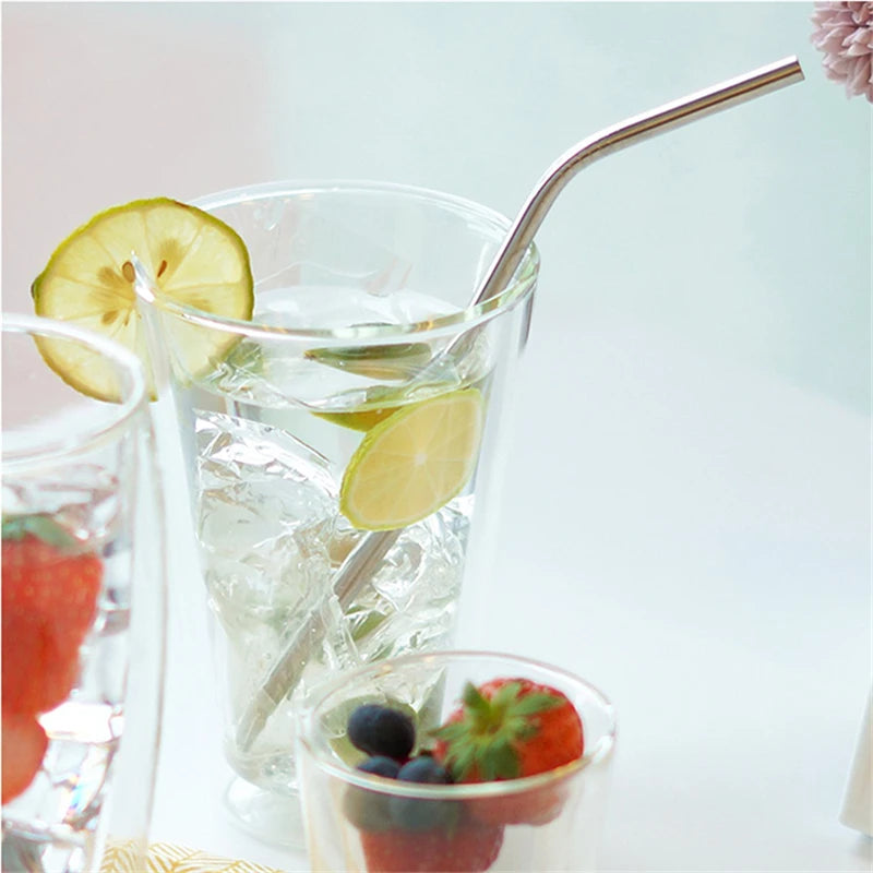 100-Pack Reusable Stainless Steel Straws + 10 Brushes | Bulk Reusable Metal Straws HIP