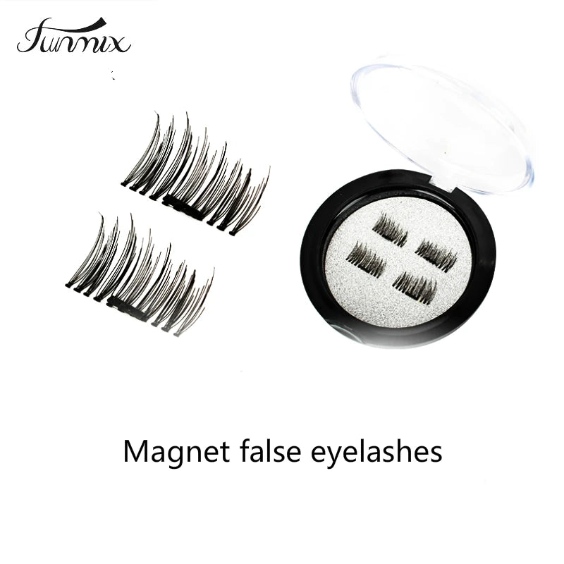 Professional 3D Magnetic Eyelashes Natural Glue-Free Long Reusable Fake False Eye Lashes Extension Handmade 4PCS HIP