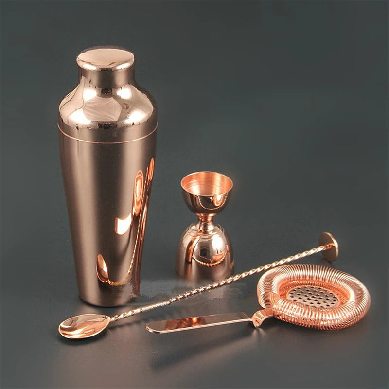 4-Piece Copper Gold Cocktail Shaker Bar Set – Bartender Kit Cocktail Shaker Set HIP