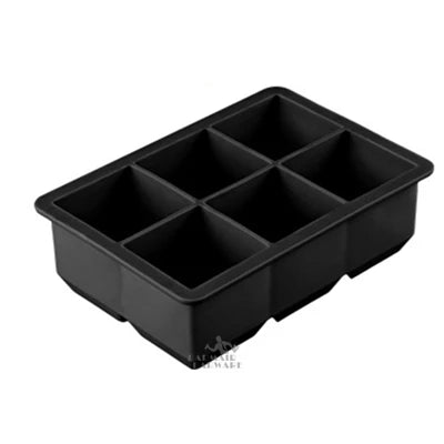 Silicone Ice Ball Cube Tray Mold – 6-Square Jelly & Pudding Silicone Ice Mold HIP Black