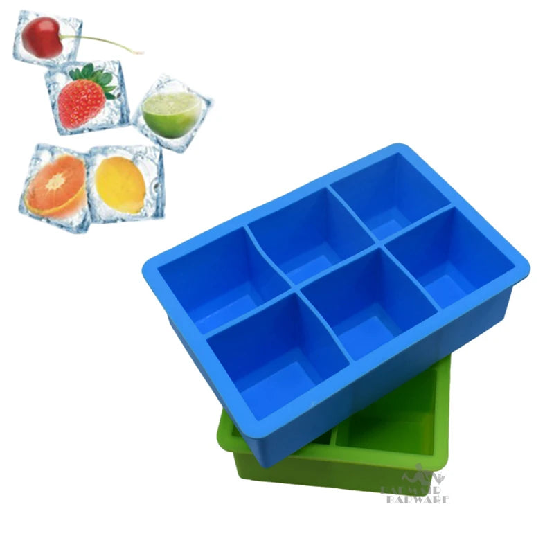 Silicone Ice Ball Cube Tray Mold – 6-Square Jelly & Pudding Silicone Ice Mold HIP