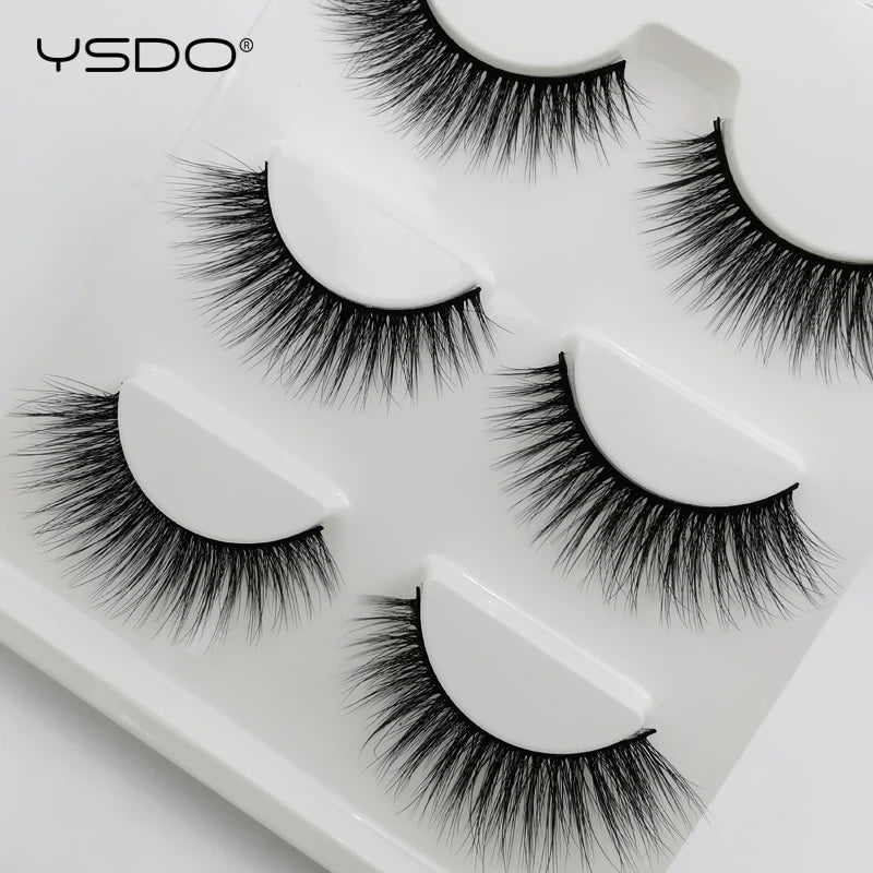 YSDO 3 Pairs Eyelashes Hand Made Mink Eyelashes Maquiagem Hair Lashes Natural False Eyelashes Makeup Strip Lashes Faux Cilios HIP