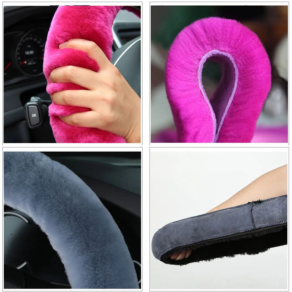 Australian Wool Sheepskin Steering Wheel Cover – 38cm Universal Steering Wheel Cover HIP
