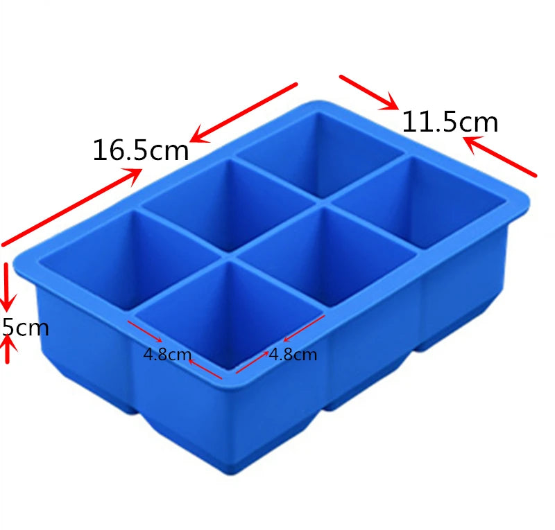 Silicone Ice Ball Cube Tray Mold – 6-Square Jelly & Pudding Silicone Ice Mold HIP