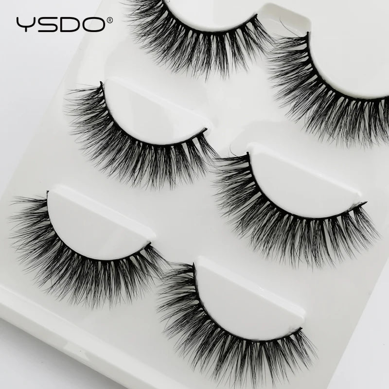 YSDO 3 Pairs Eyelashes Hand Made Mink Eyelashes Maquiagem Hair Lashes Natural False Eyelashes Makeup Strip Lashes Faux Cilios HIP