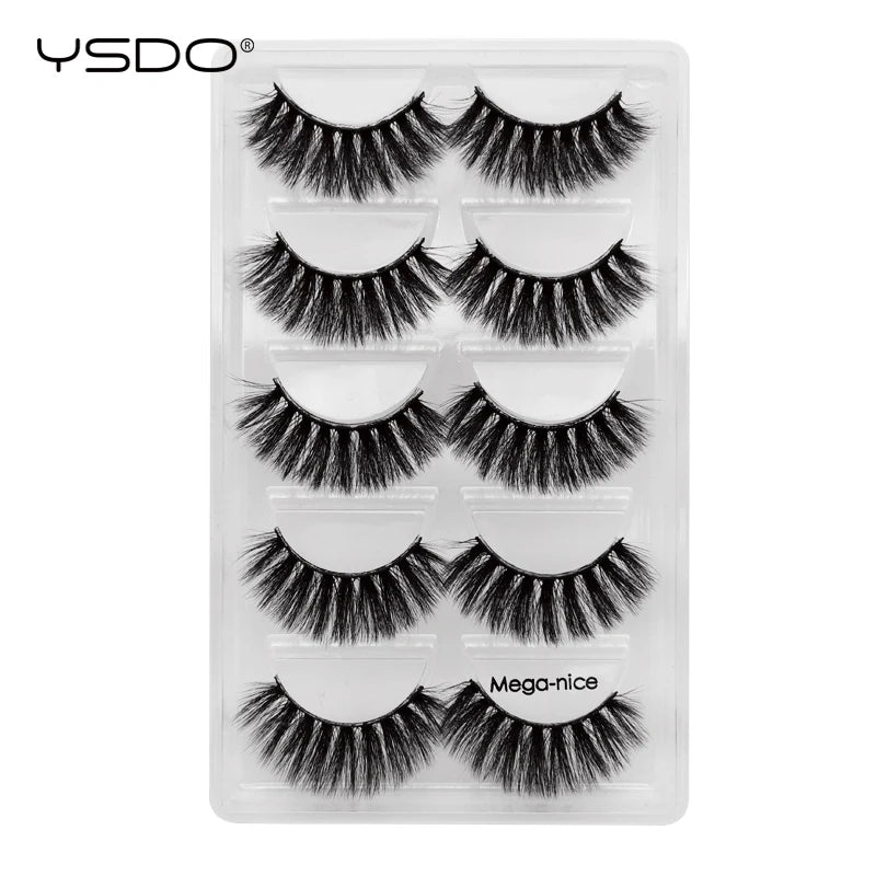 YSDO 5 pairs mink eyelashes natural lashes cilios mink false eyelashes hand made 3d mink lashes faux cils makeup volume lashes HIP