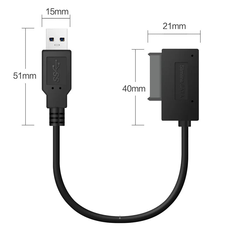 Mini SATA to USB 3.0 13-Pin Adapter Cable | Laptop DVD Drive SATA Adapter Cable HIP