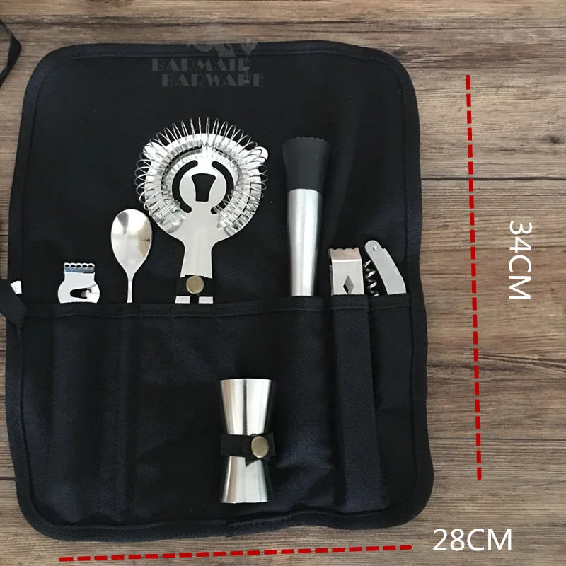 7-Piece Cocktail Shaker Bar Set with Mixology Bag | Bartender Kit Cocktail Bar Set HIP bag and 7pcs tools