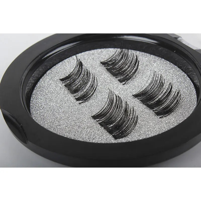 Professional 3D Magnetic Eyelashes Natural Glue-Free Long Reusable Fake False Eye Lashes Extension Handmade 4PCS HIP