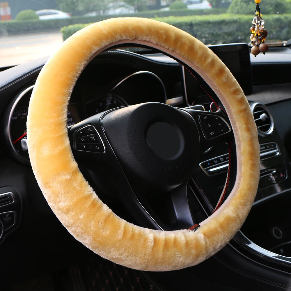 Winter Plush Car Steering Wheel Cover – Universal 38cm Fit Steering Wheel Cover HIP