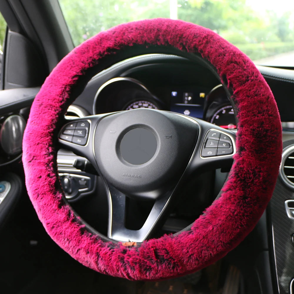 Winter Plush Car Steering Wheel Cover – Universal Faux Fur Steering Wheel Cover HIP