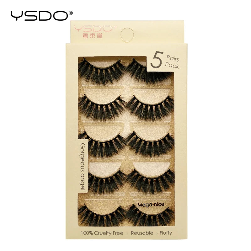 YSDO 5 pairs mink eyelashes natural lashes cilios mink false eyelashes hand made 3d mink lashes faux cils makeup volume lashes HIP