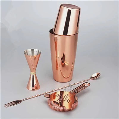 4-Piece Cocktail Shaker Bar Set – Bartender Kit | BARMAID Cocktail Bar Set HIP Copper Set