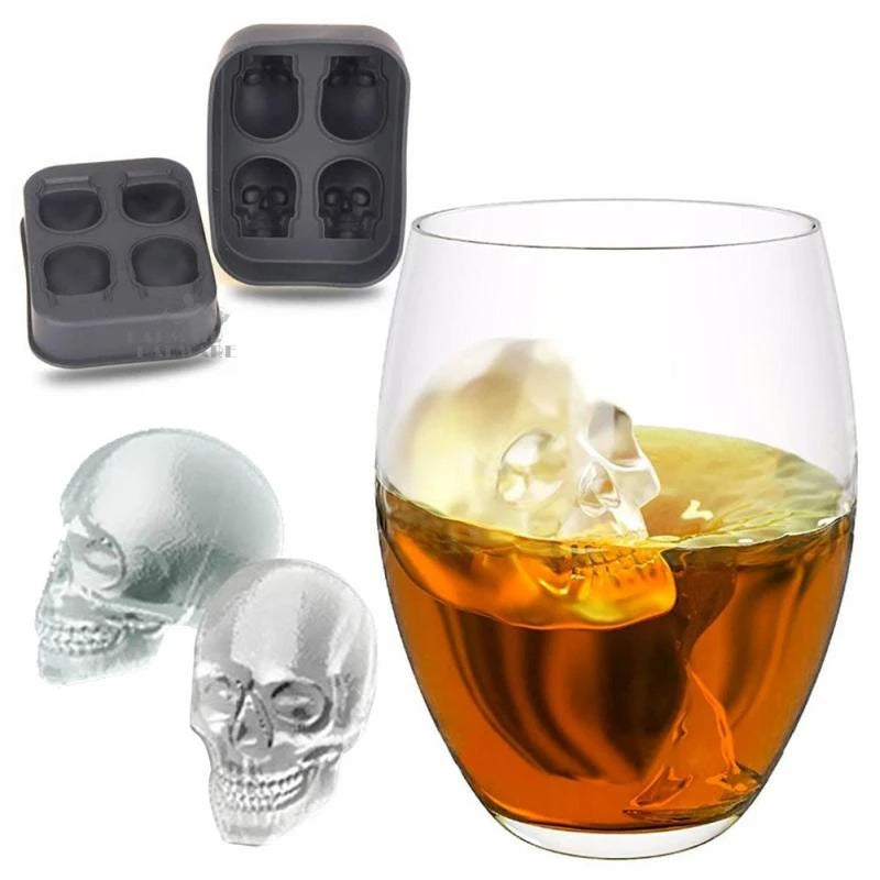 Giant Skull Silicone Ice Cube Tray Mold – 4-Ball Black Maker Silicone Ice Mold HIP