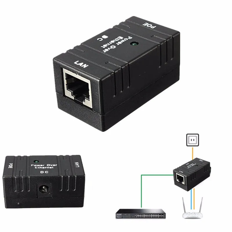 Passive PoE Injector Splitter RJ-45 Wall Mount for IP Camera PoE Network Adapter HIP
