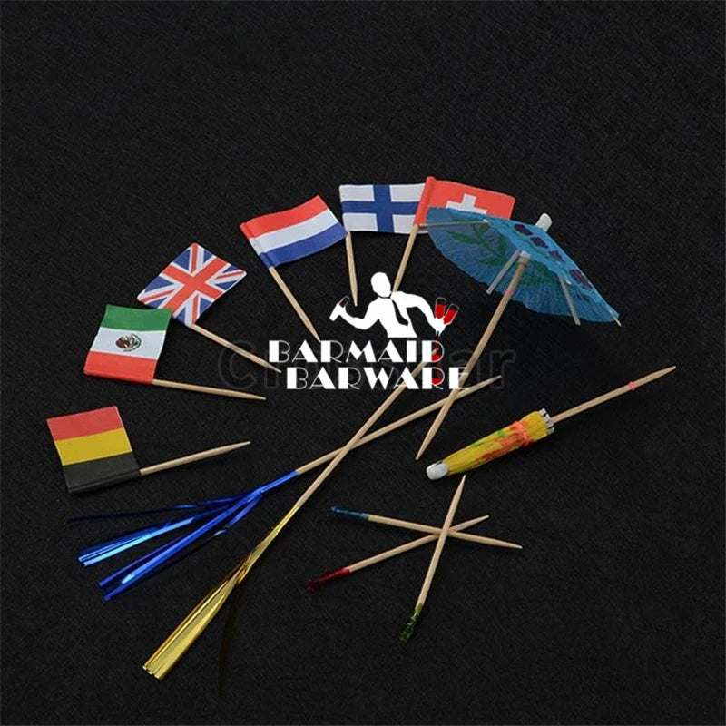 Bamboo Cocktail Picks & Cupcake Toppers – Fruit Fork Flag Set Cocktail Picks Set HIP