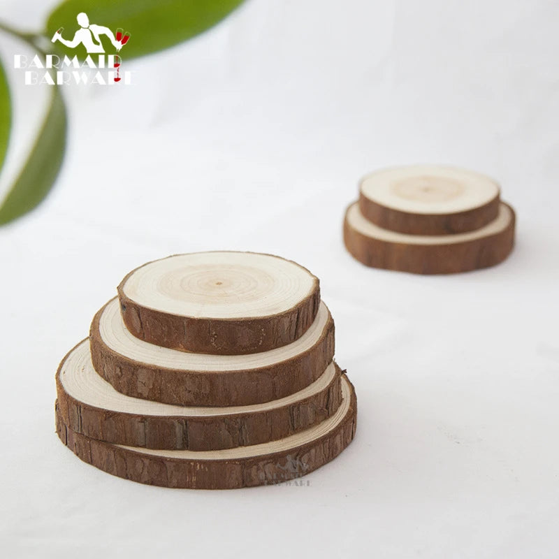 Wood Coasters Round Table Mat Set – Bar & Kitchen | BARMAID Wood Table Coasters HIP